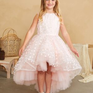 Tip Top Asymmetrical Children's Dress in Pastel Pink Party Dress