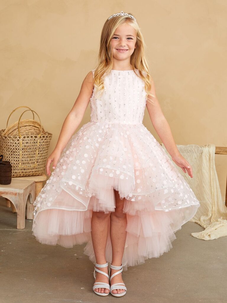 Tip Top Asymmetrical Children's Dress in Pastel Pink Party Dress