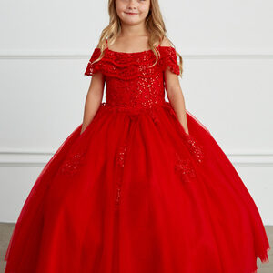 Tip Top Children's Gala Dress in Crimson Red with Lace and Tulle