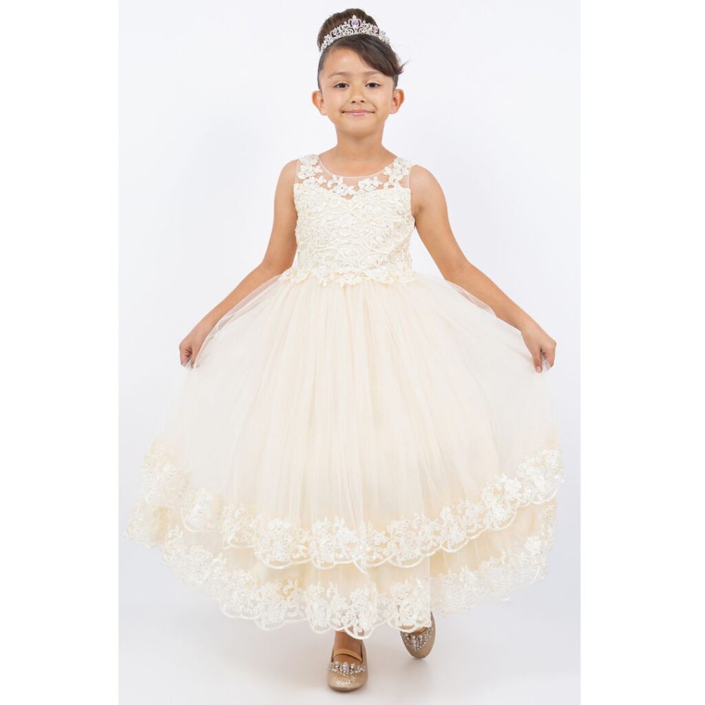 Cinderella Illusion Flower Girl Dress
