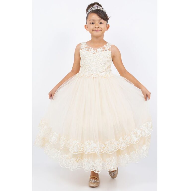 Cinderella Illusion Flower Girl Dress