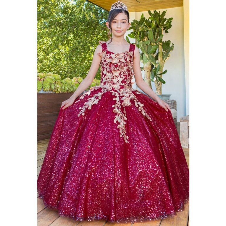 Cinderella Metallic Embroidered Mini Quince Drees