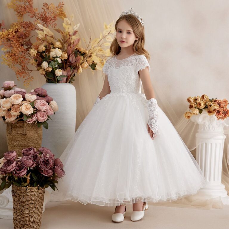 Princess Daliana Long Pure White  Communion Dress