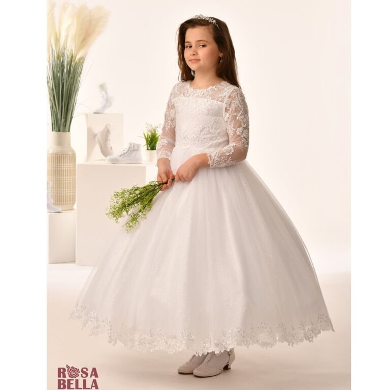 Sweetie Pie Communion Dress With Lace And Shiny Tulle