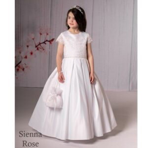 Sweetie Pie Elegant Communion Dress With Lace And Waist Detail