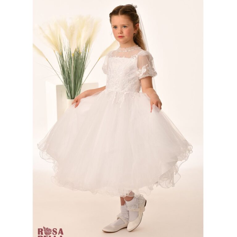 Sweetie Pie Communion Dress With Lace And Shiny Tulle