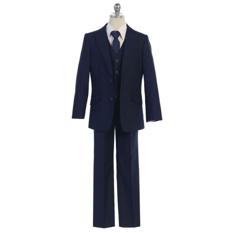 Bijan Kid Boy Suits 5 Piece Navy Blue Suit