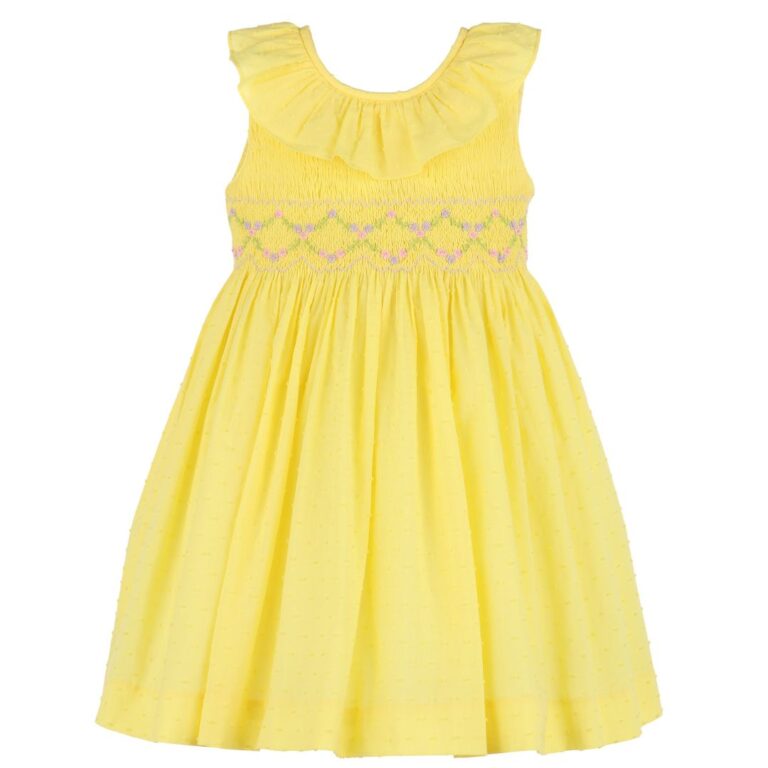 Luli & Me - Yellow Dress with Smock and Ruffles