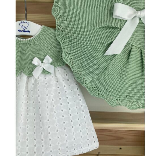 Mac Illusion - Baby Dress With Knit Detail In Green
