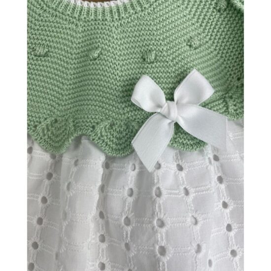 Mac Illusion - Baby Dress With Knit Detail In Green
