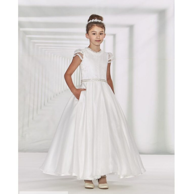 Macis Design - Classic Communion Dress in Pearl White