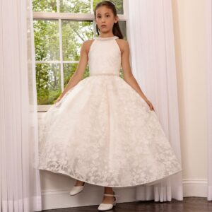 Macis Design - Elegant Communion Dress with Floral Lace