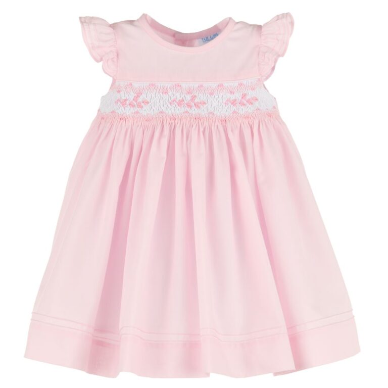 Luli & Me - Pastel Pink Smocked Embroidered Dress