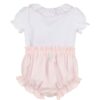 Luli & Me - White and Pink Baby Set with Smock Embroidery