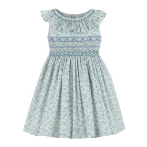 Luli&Me Blue Floral Honeycomb Dress