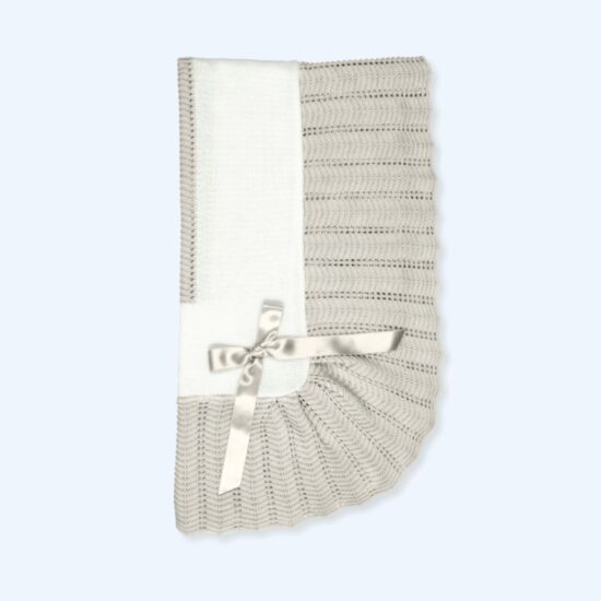 Mac Illusion Beige and White Knitted Baby Blanket