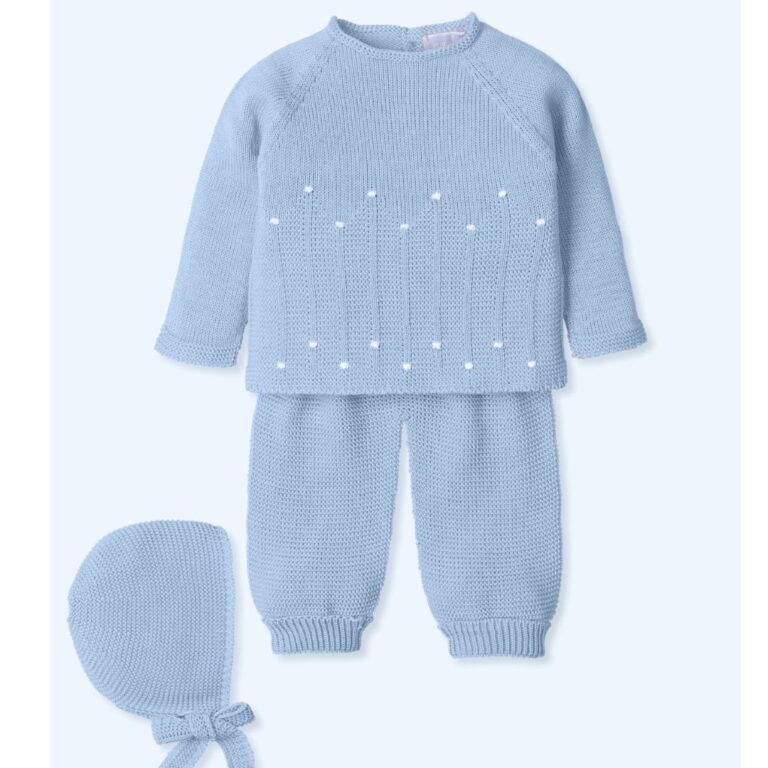 Mac Illusion Blue Knit Baby Set with Hat