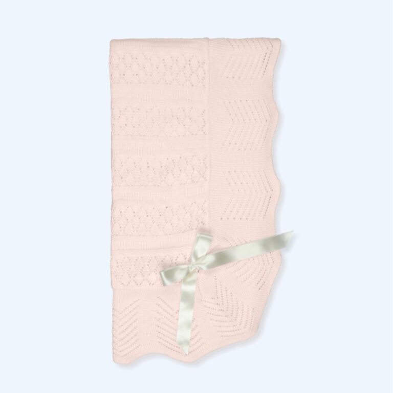 Mac Illusion - Nude Knit Blanket with Elegant Silk Bow