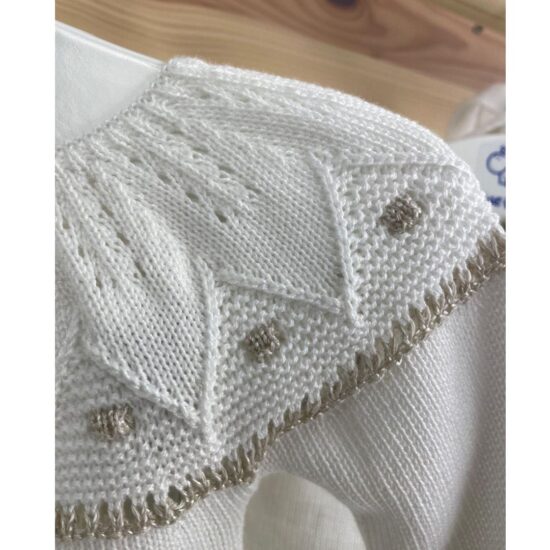 Mac Illusion White and Beige Knit Baby Set with Hat