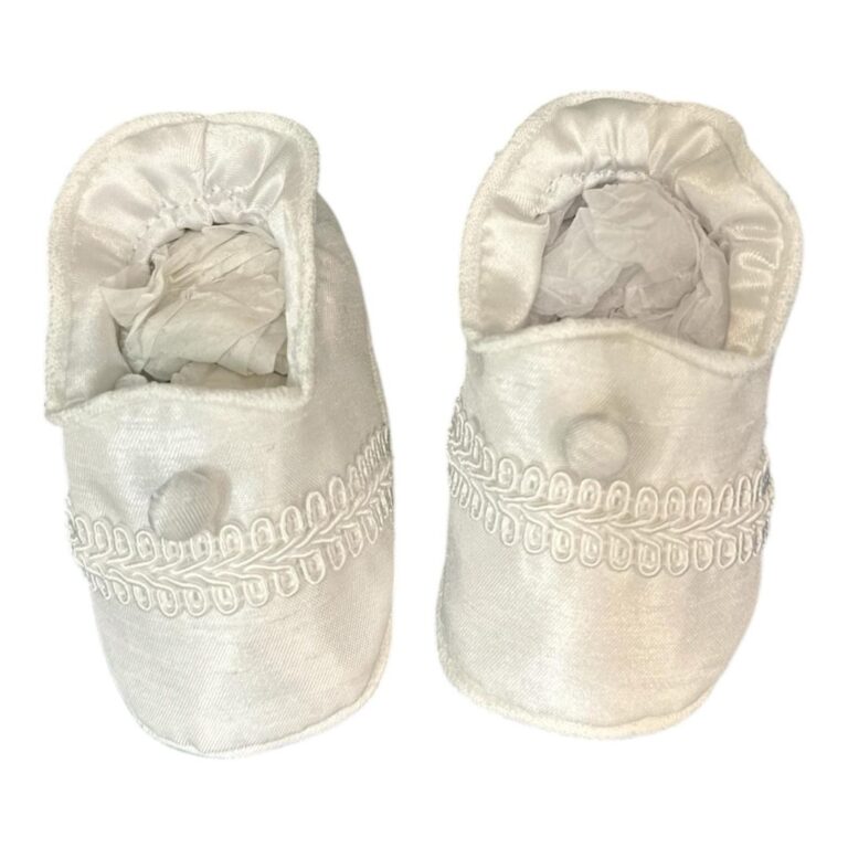 Piccolo Bacio - White Shantung Christening Shoes