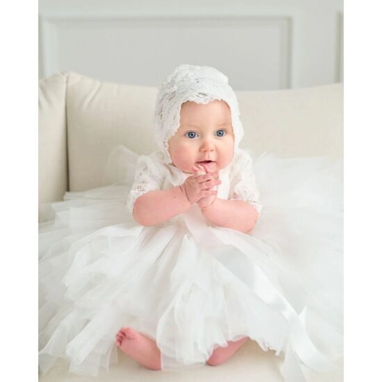 Teter Warm Classic Christening Dress with Lace and Tulle