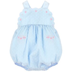 Blue Romper with Floral Embroidery – Sophie and Lucas