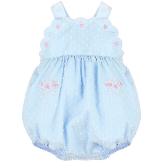 Blue Romper with Floral Embroidery – Sophie and Lucas