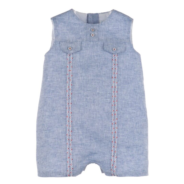 Blue Romper with Red Embroidery – Luli and Me
