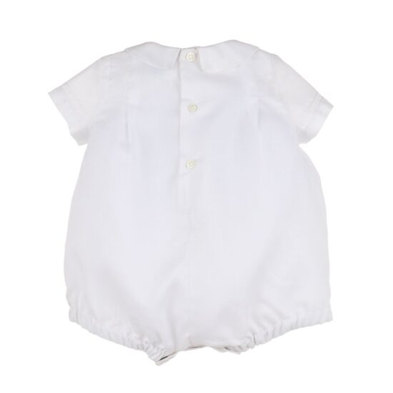 Classic White Romper with Blue Honeycomb – Luli & Me