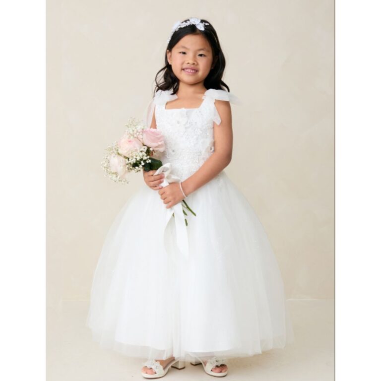 Flower Girl Dress with Bows on the Shoulders – Tip Top