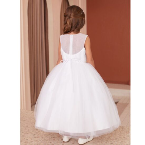 Flower Girl Dress with Pearls and Tulle Skirt