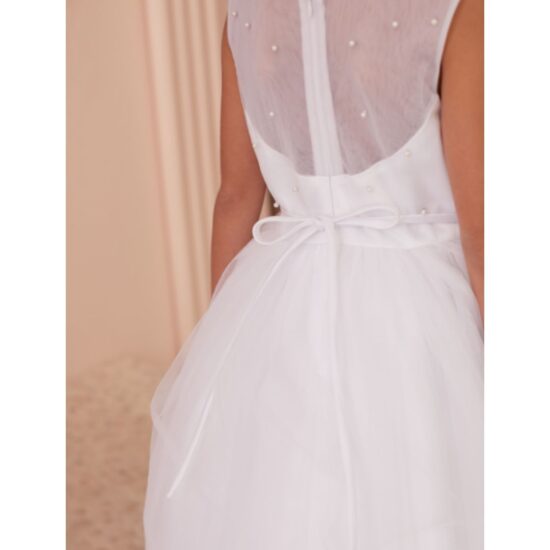 Flower Girl Dress with Pearls and Tulle Skirt