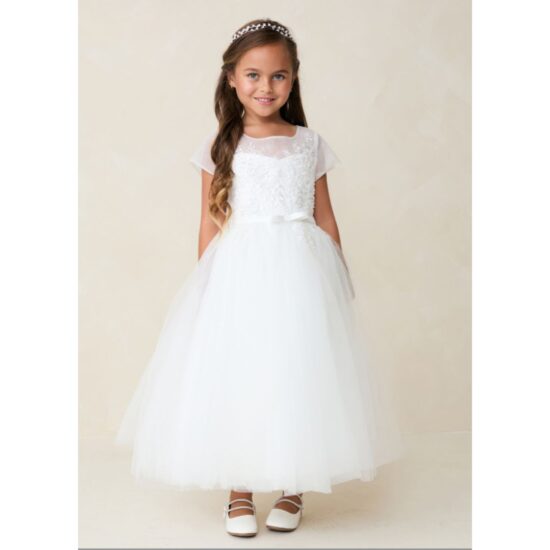 Flower Girl Tip Top Dress with Embroidered Bodice