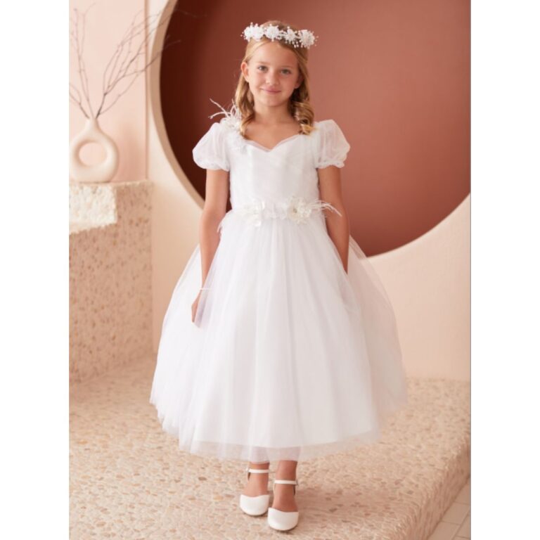 Flower Girl Tip Top Dress with Puff Sleeves