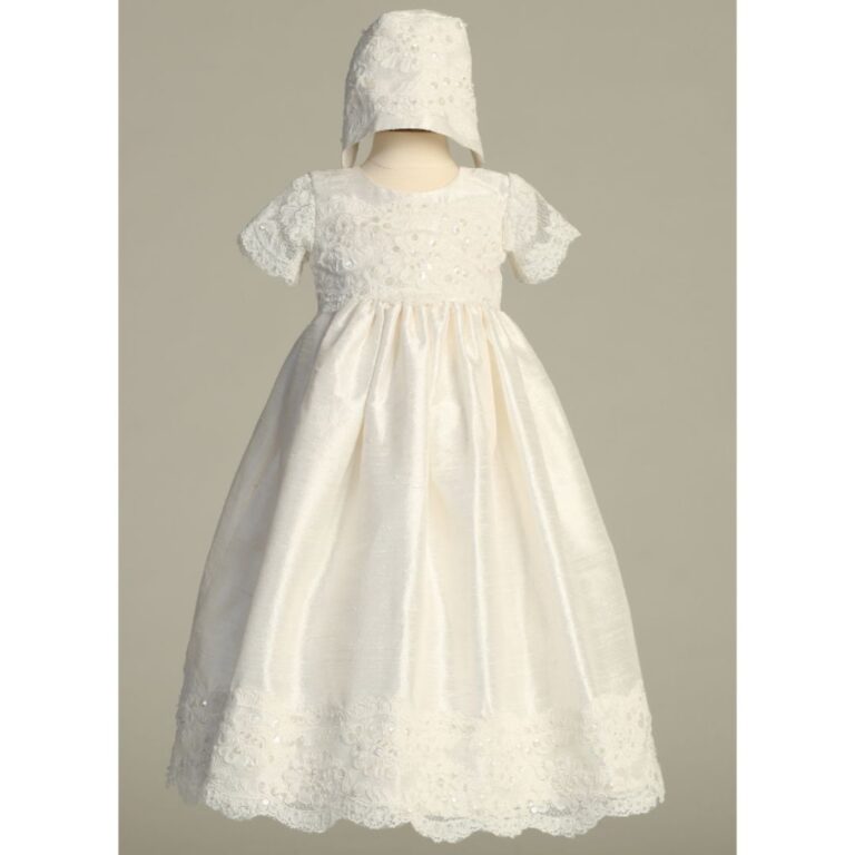 Lito - Classic Lace and Silk Christening Dress