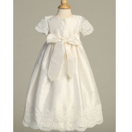 Lito - Classic Lace and Silk Christening Dress