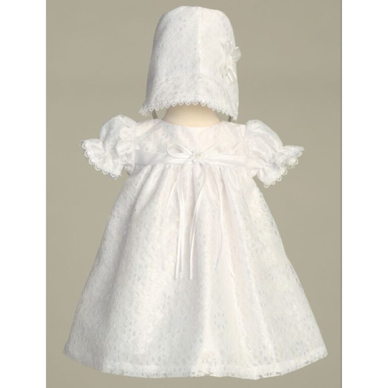 Lito - Lace Christening Dress with Bonnet