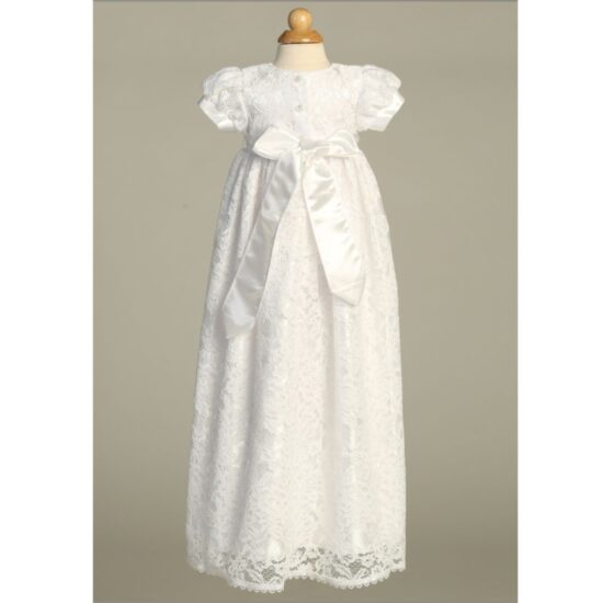 Lito - Long Lace Christening Dress with Bonnet