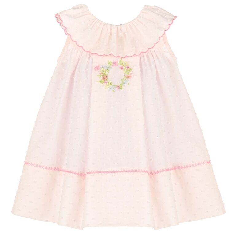 Pink Embroidered Dress with Ruffle – Sophie and Lucas