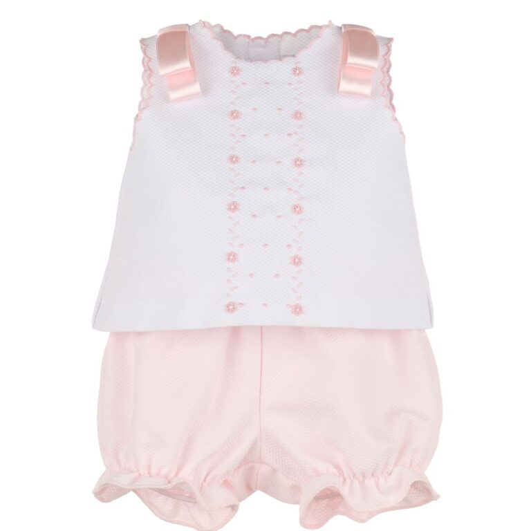 Pink Set with Embroidery and Bows – Luli and Me