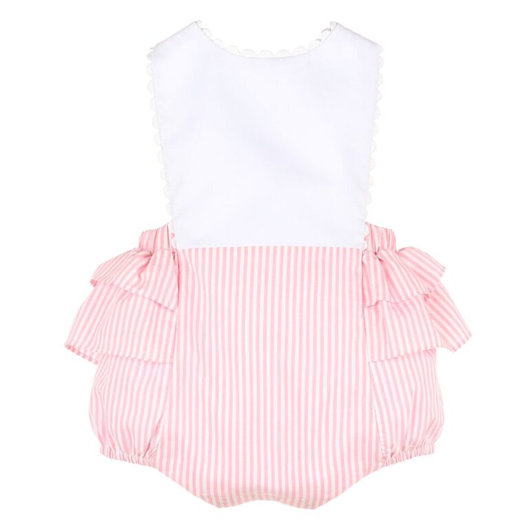 Pink Striped Romper with Ruffles – Sophie and Lucas