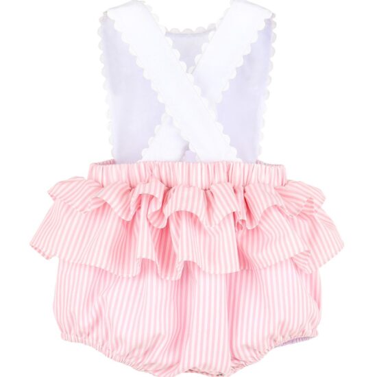 Pink Striped Romper with Ruffles – Sophie and Lucas