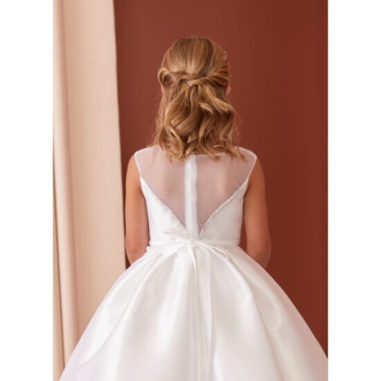 Satin Tip Top Flower Girl Dress with Illusion Neckline