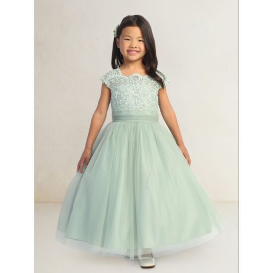 Tip Top - White Flower Girl Dress with Floral Appliques