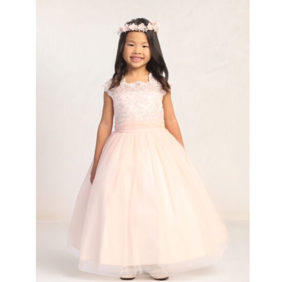 Tip Top - White Flower Girl Dress with Floral Appliques