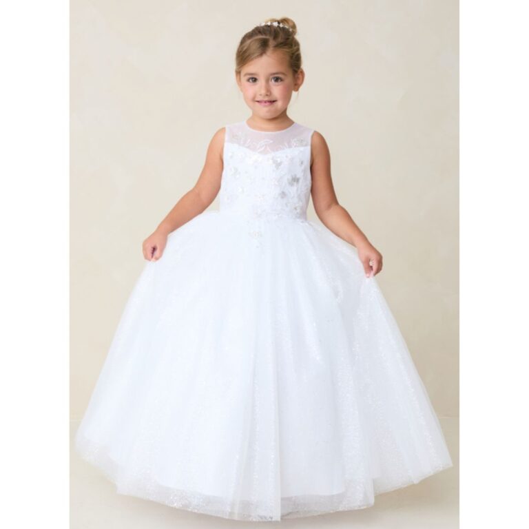 Flower Girl Tip Top Dress with Sparkles and Illusion Neckline