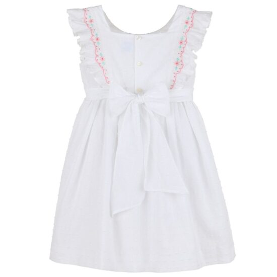 White Dress with Ruffles and Floral Embroidery – Luli and Me