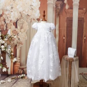 3D Lace Embroidered Christening Dress – Princess Daliana