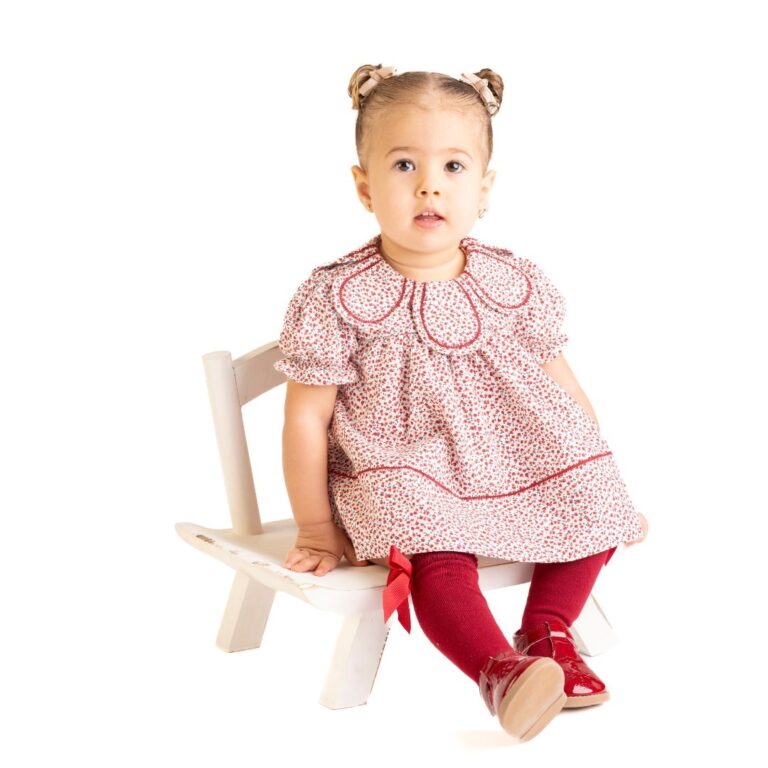 Floral dress with petal neckline – Sophie and Lucas