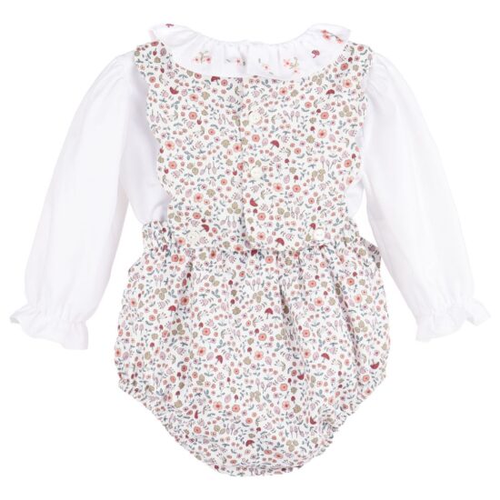 Floral romper with long-sleeved white blouse – Sophie and Lucas